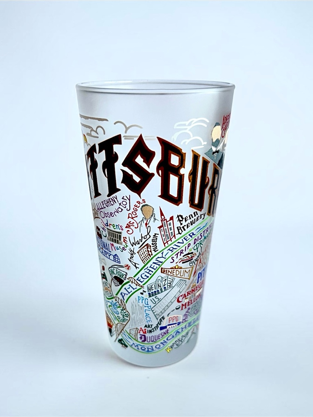 CATSTUDIO Pittsburgh Frosted Drinking Glass Pennsylvania Souvenir Highball 15oz